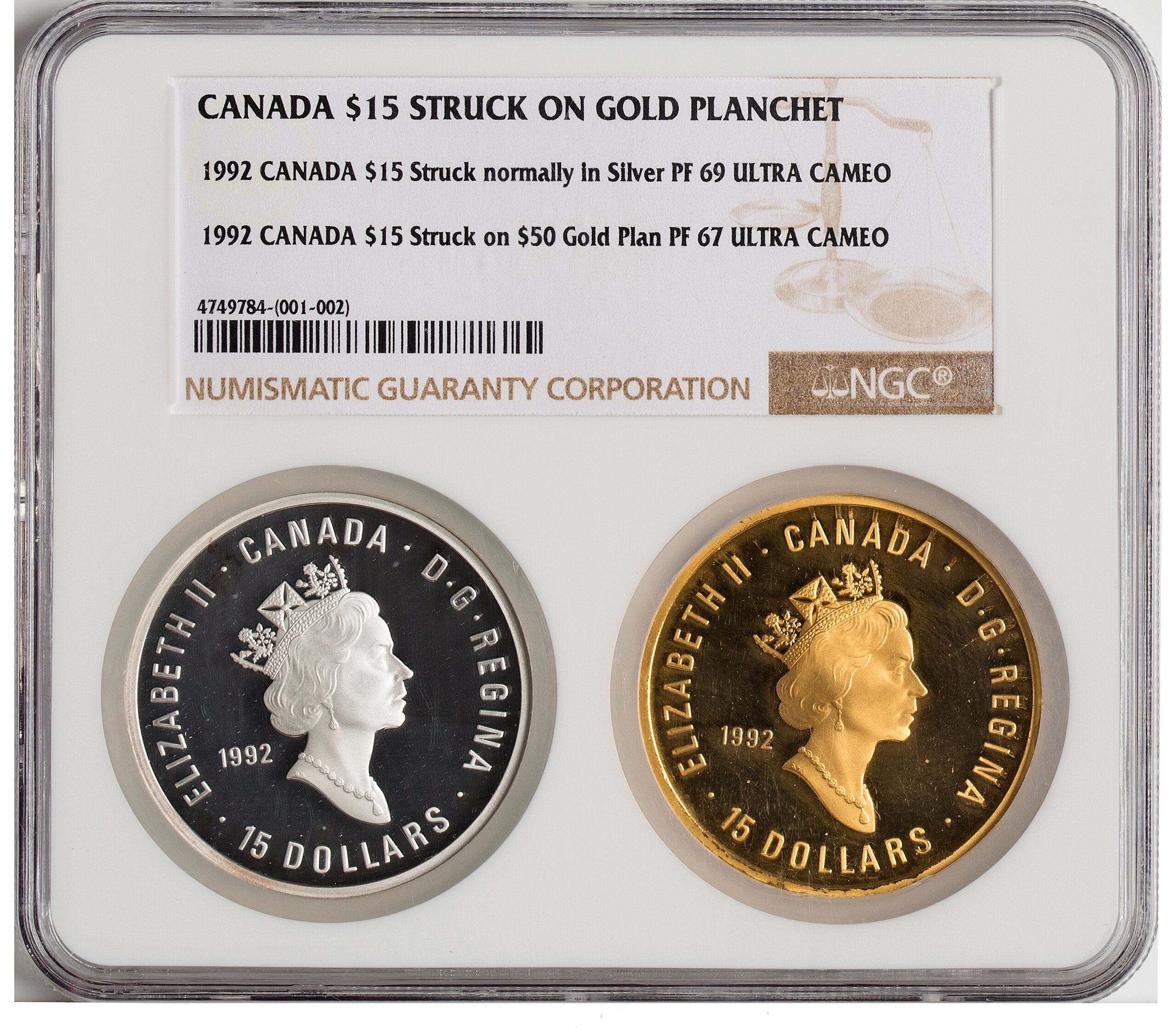 ER363 Rare 1992 Canada Mint Error Off Medal Gold Proof NGC PR67,