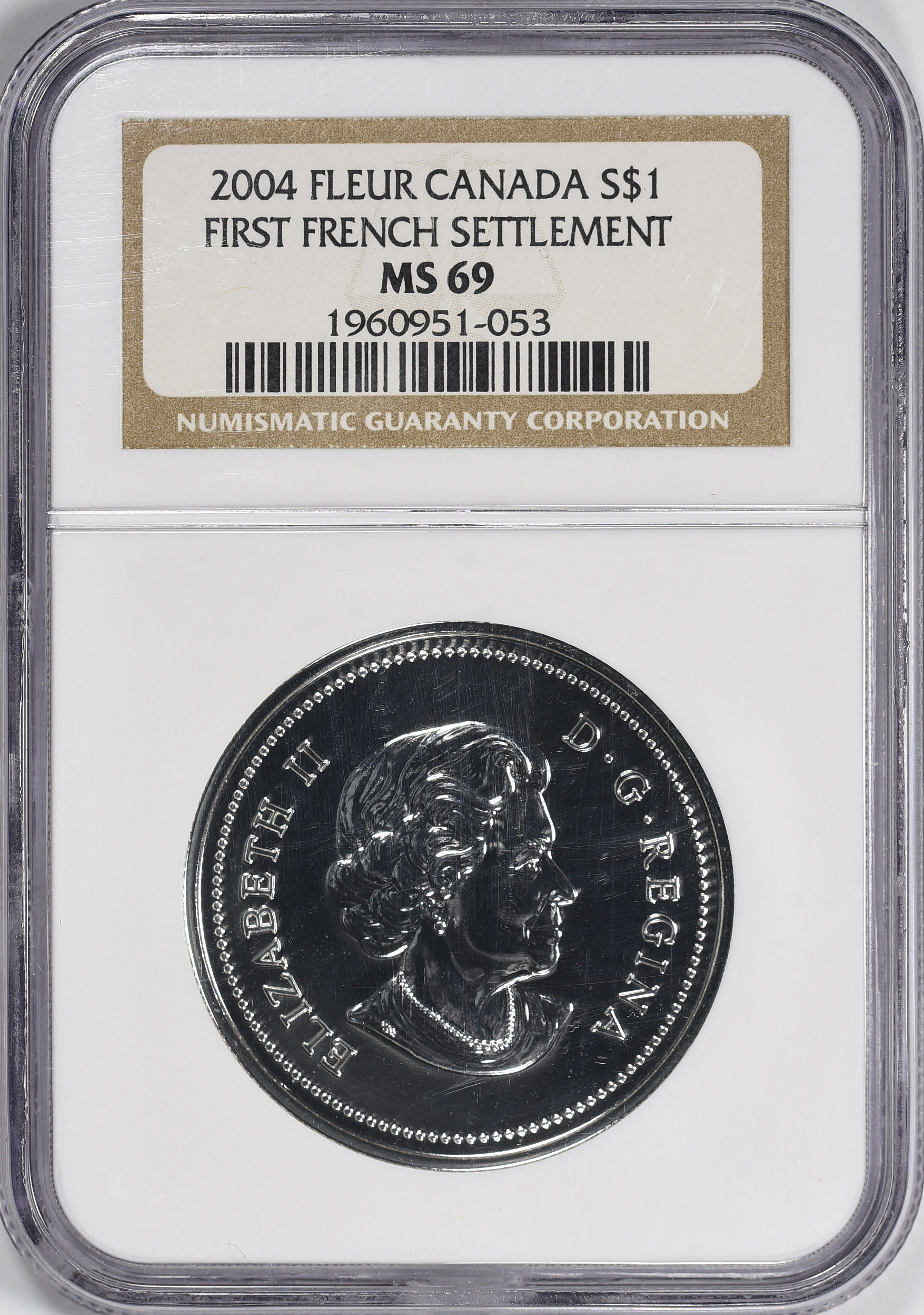C105 2004 Canadian silver dollar First French Settlement with Fl