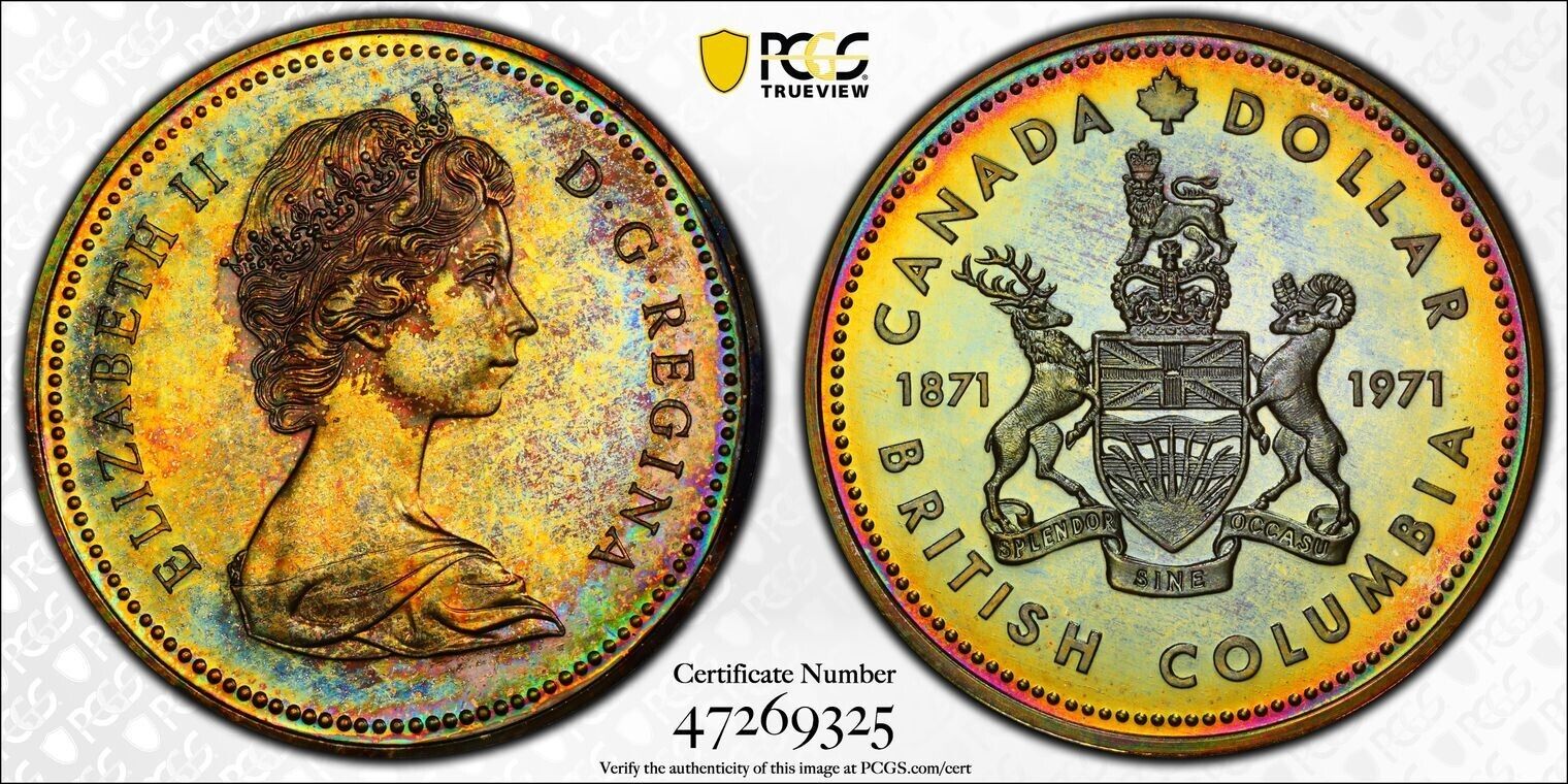 C211 1971 Canada British Columbia Specimen Silver Dollar PCGS SP