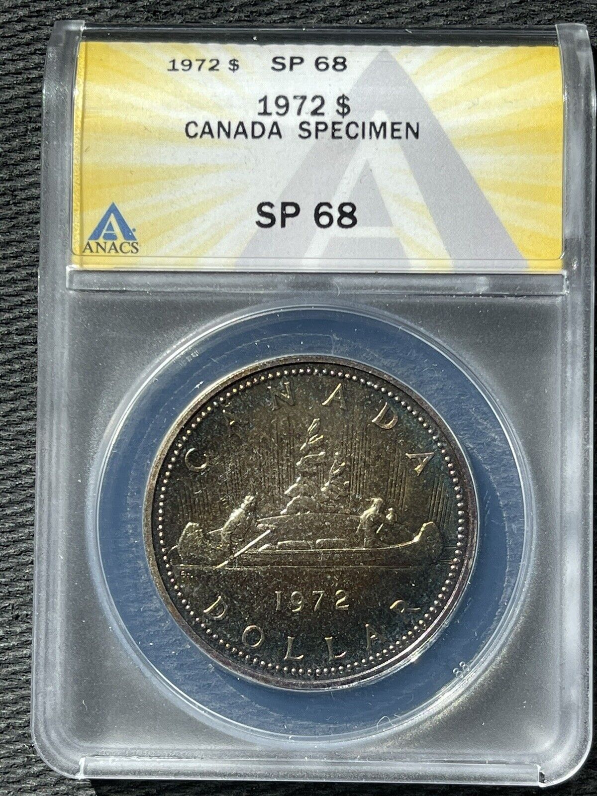 C215 Canada 1972 Voyageur Silver Dollar ANACS SP68 (Toned)