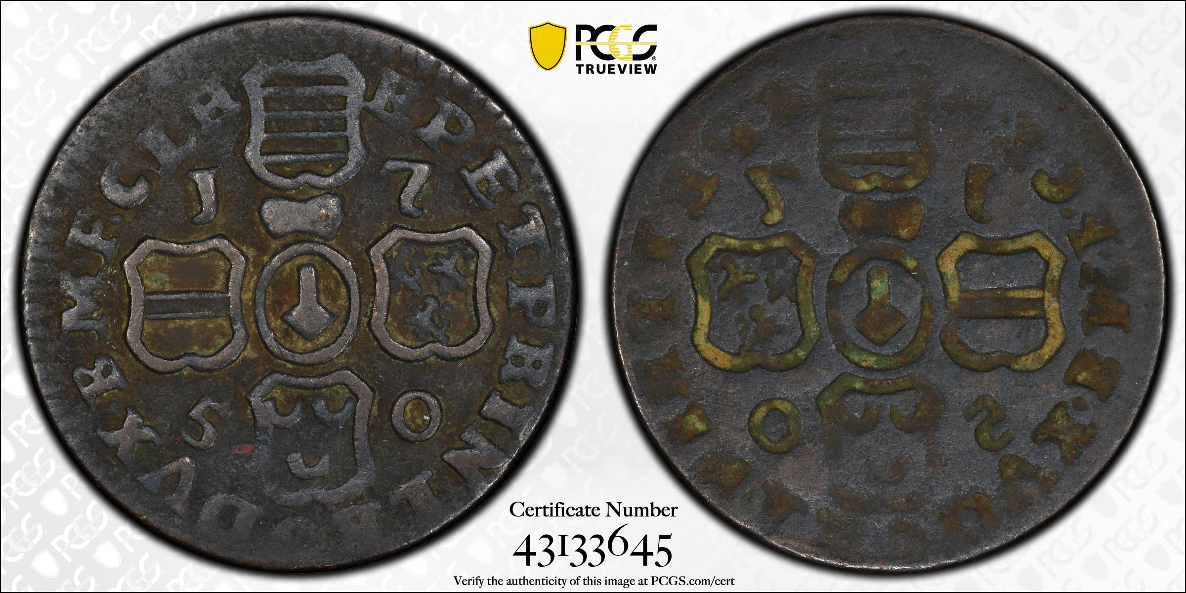 ER203 BELGIUM. Liege. 1750 Mint Error - Full Brockage Obverse Li