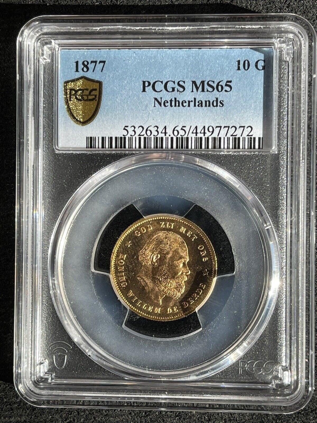G067 Netherlands. 1877 10 Gulden. 0.195 oz, 6.065 grams AGW. SP