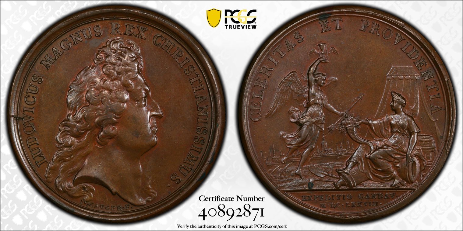 M002 France 1678  Loouis XIV/Siege of Ghent Bronze Medal PCGS SP