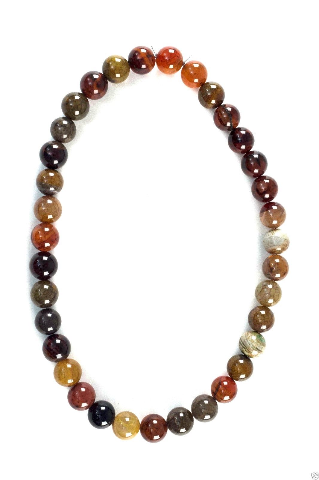Jewelry015 Estate 35 agate beads necklace, bead 18mm, 24-26 inch