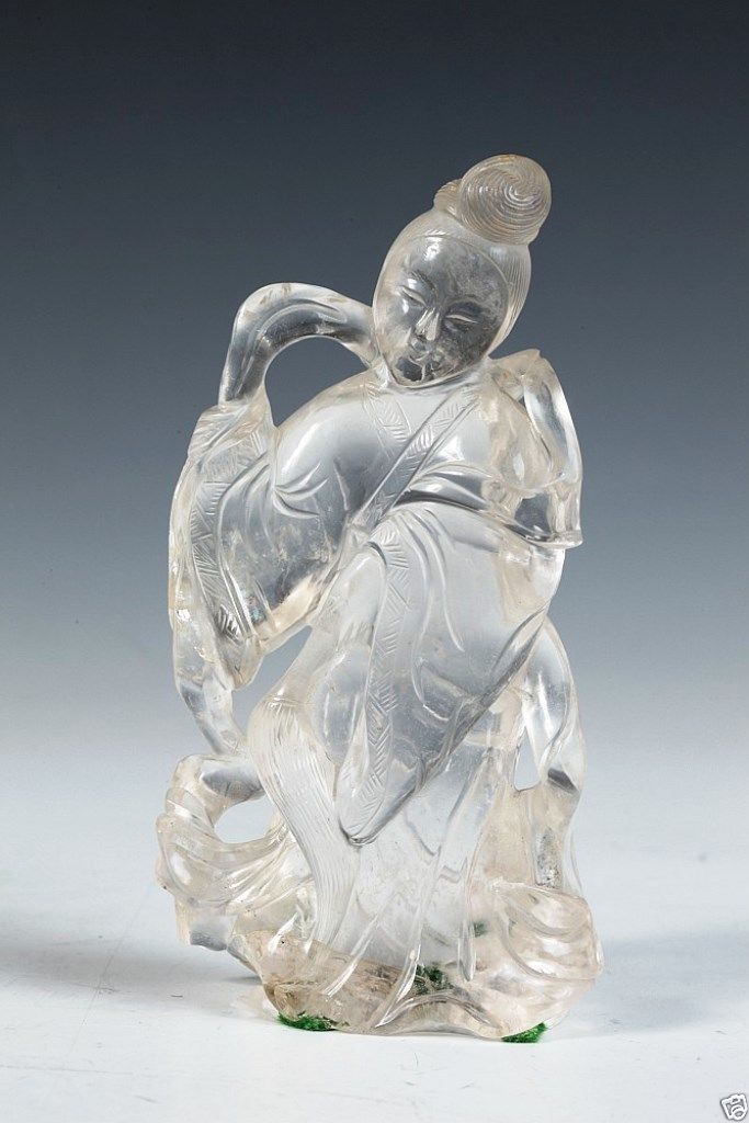 A005 Antique Chinese rock crystal figure of meiren. 19th/20th Ce
