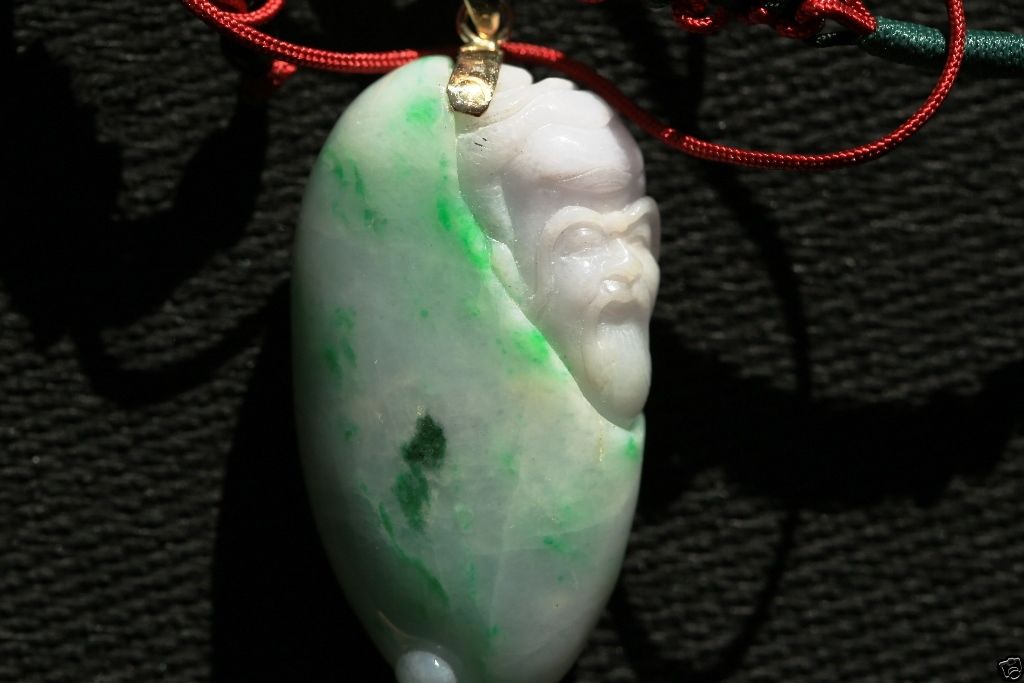 Jade029 green and white jade pendant