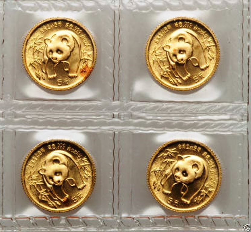 G010 4 China 1986 $5 panda gold coin sealed in the original min