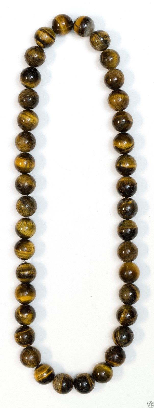 Jewelry016 Estate 38 tiger's beads necklace, bead 17mm, 24-26 in